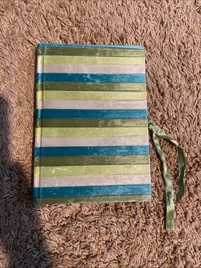 Layered Ribbon Journal - Blue, Green, Cream Stripes